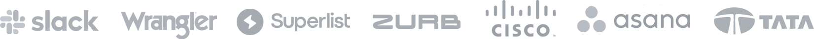 Slack, Wrangler, Superlist, ZURB, Cisco, Asana, and Tata