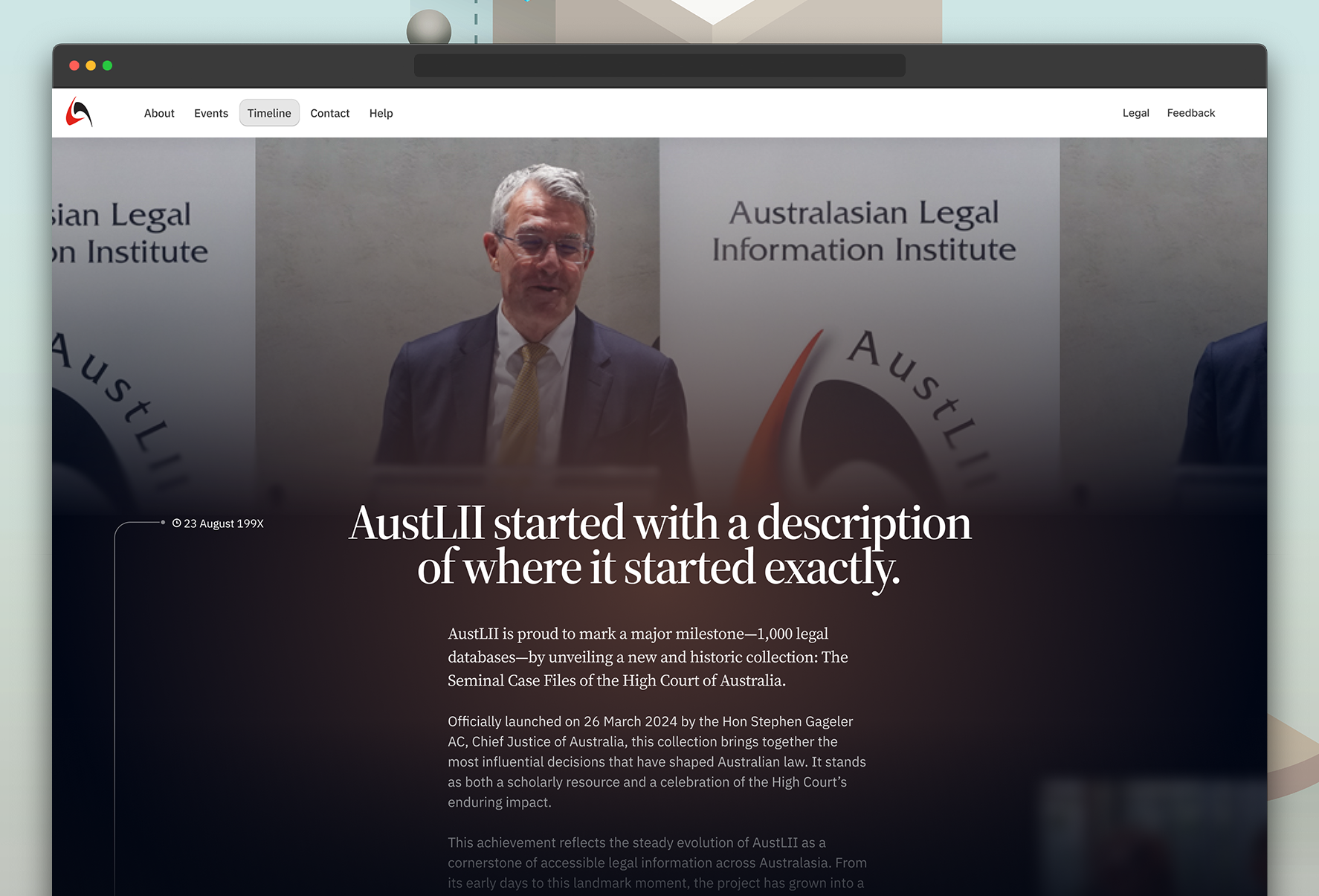 AustLII timeline page presented in a browser