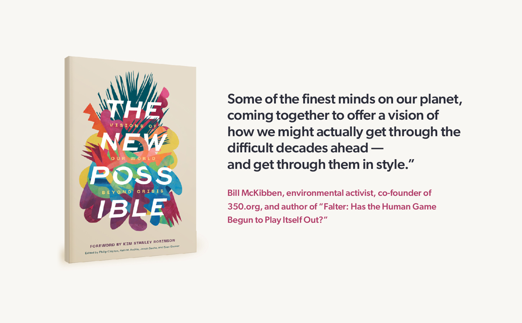The New Possible book with an endorsement from Bill McKibben